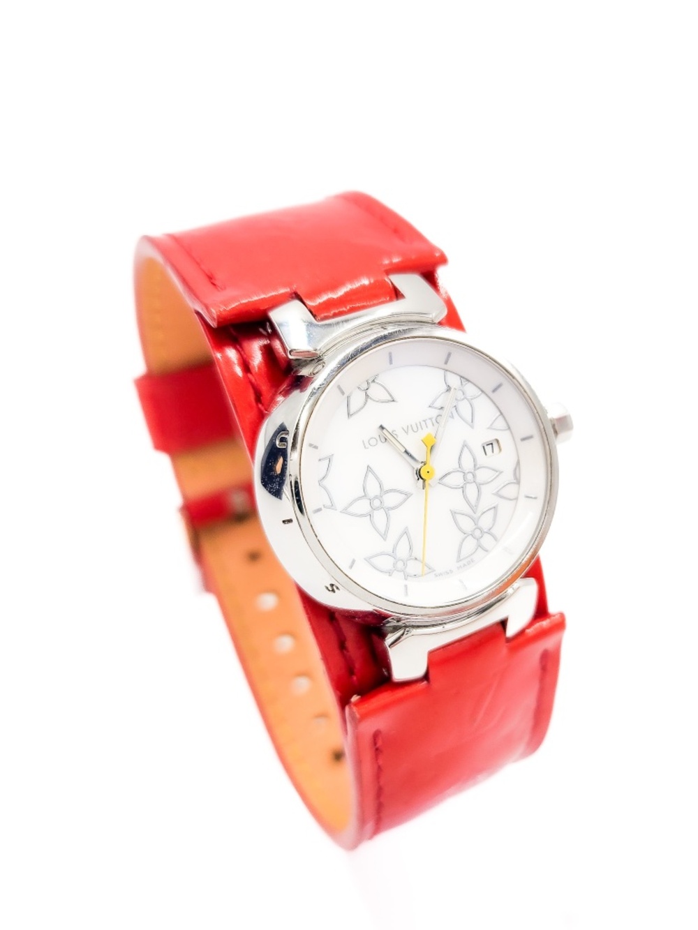 Louis Vuitton LV. Tambour Q121C 28mm Quartz Watch Red Leather Strap